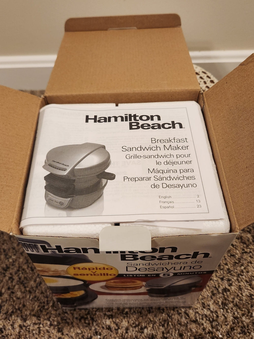 Hamilton Beach Breakfast Sandwich Maker #25475) NEW IN BOX - Picture 8 of 9